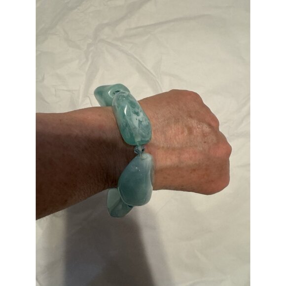 Faux Rock Bracelet Women's Costume Jewelry Blue Beads Stones - Picture 6 of 6